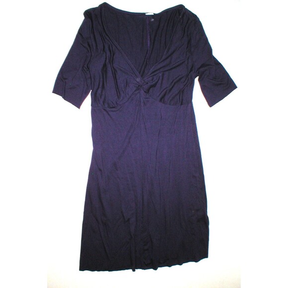 New Three Dots Dark Purple L Womens Dress Viscose Short Sleeve V Neck USA - Picture 2 of 9